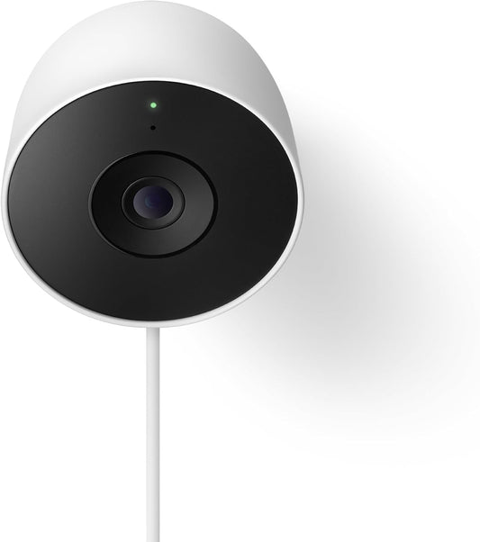 Google Nest Cam Outdoor (Wired, 2nd Gen) - Security Camera with 2K Video and Gemini, Night Vision, 2-Way Audio - Works with Google Home - 2025 Model - Snow
