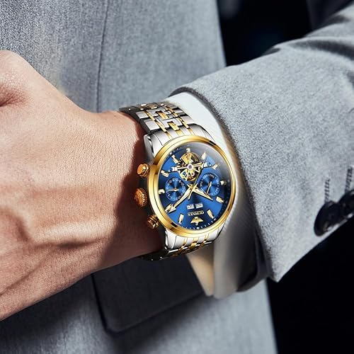 OLEVS Automatic Men Watches Mechanical Luxury Self Winding Wrist Watch Multi Calendar Stainless Steel Waterproof Wrist Watches for Men