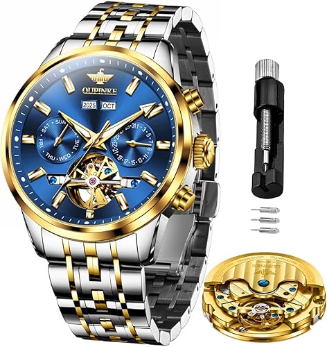 OLEVS Automatic Men Watches Mechanical Luxury Self Winding Wrist Watch Multi Calendar Stainless Steel Waterproof Wrist Watches for Men